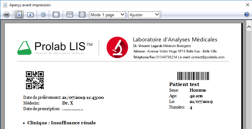Résultats prolab lis